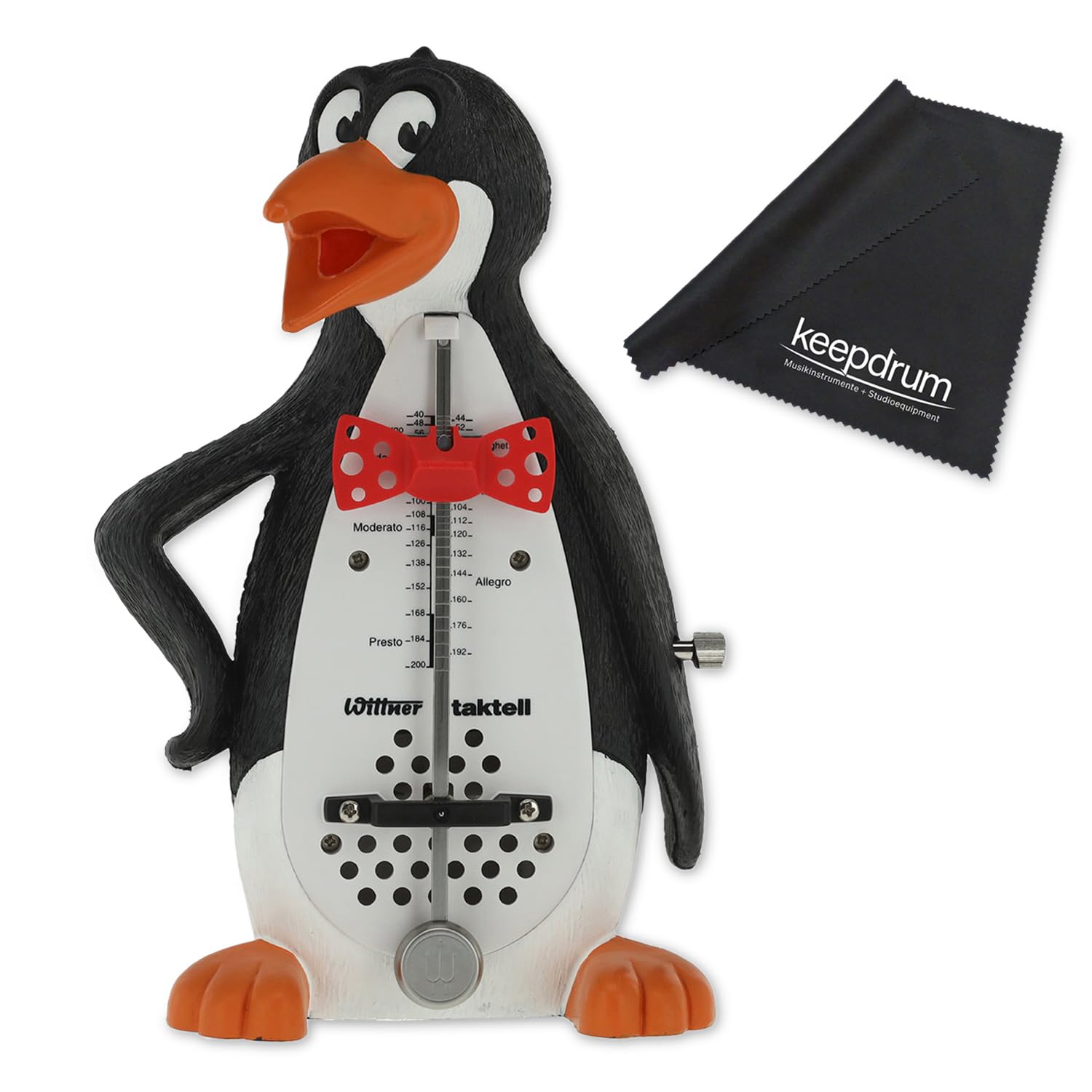 Wittner Pinguin 839011 mechanisch aufziehbares Metronom mit keepdrum Mikrofasertuch