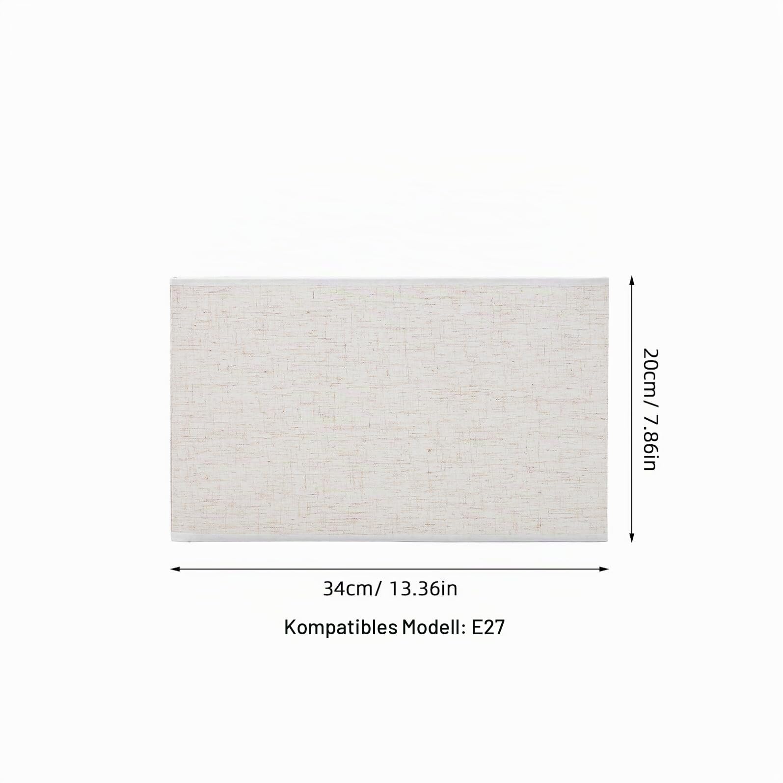 Rechteckiger Lampenschirm aus Stoff für E27 Leuchten in Beige