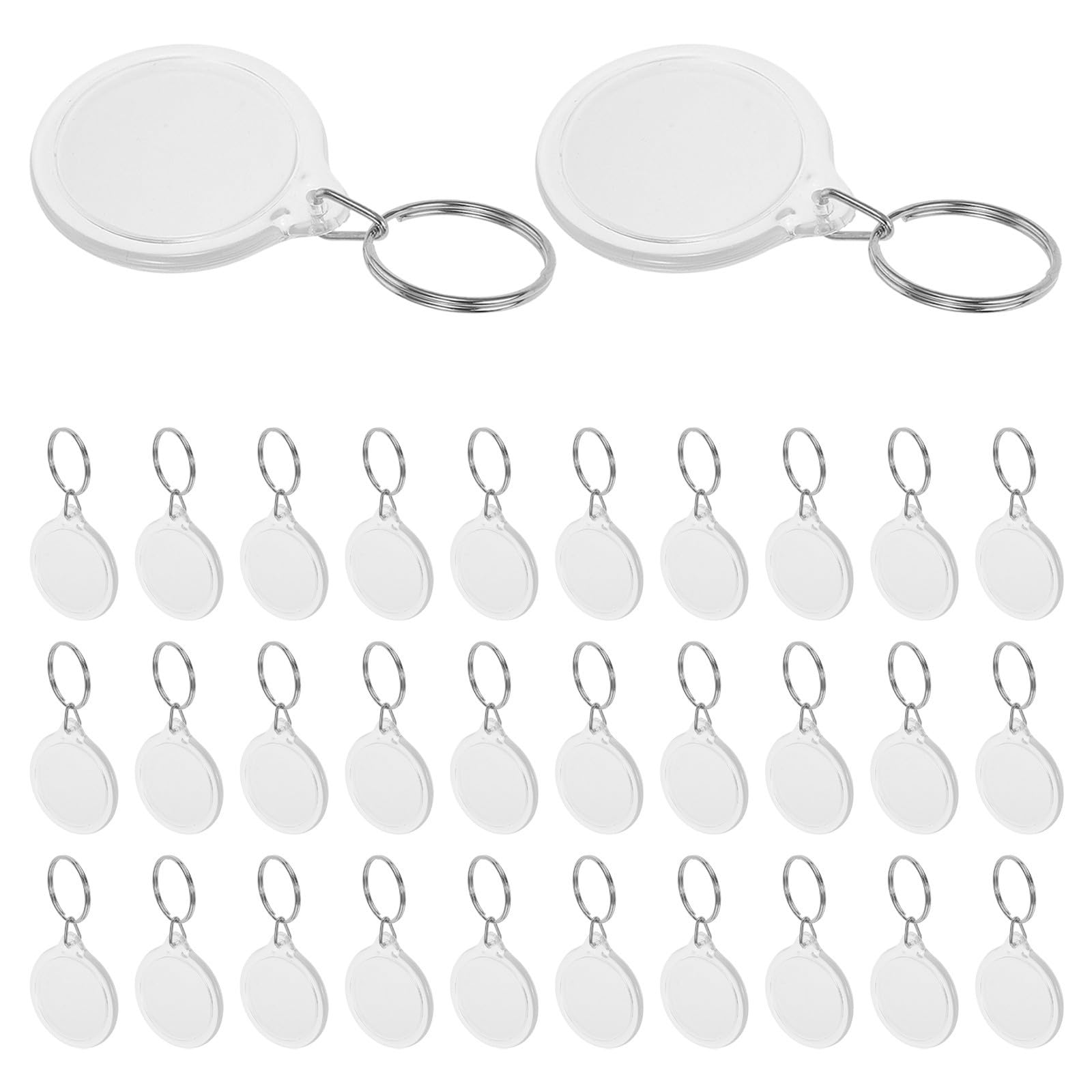 BESTOYARD 150 Stück Runder Einfach Anzubringen Acryl Schlüsselanhänger mit Metallring Kristallklare Anzeige für Persönliche Fotos als Selbstgemacht Bastelzubehör oder Reiseaccessoire