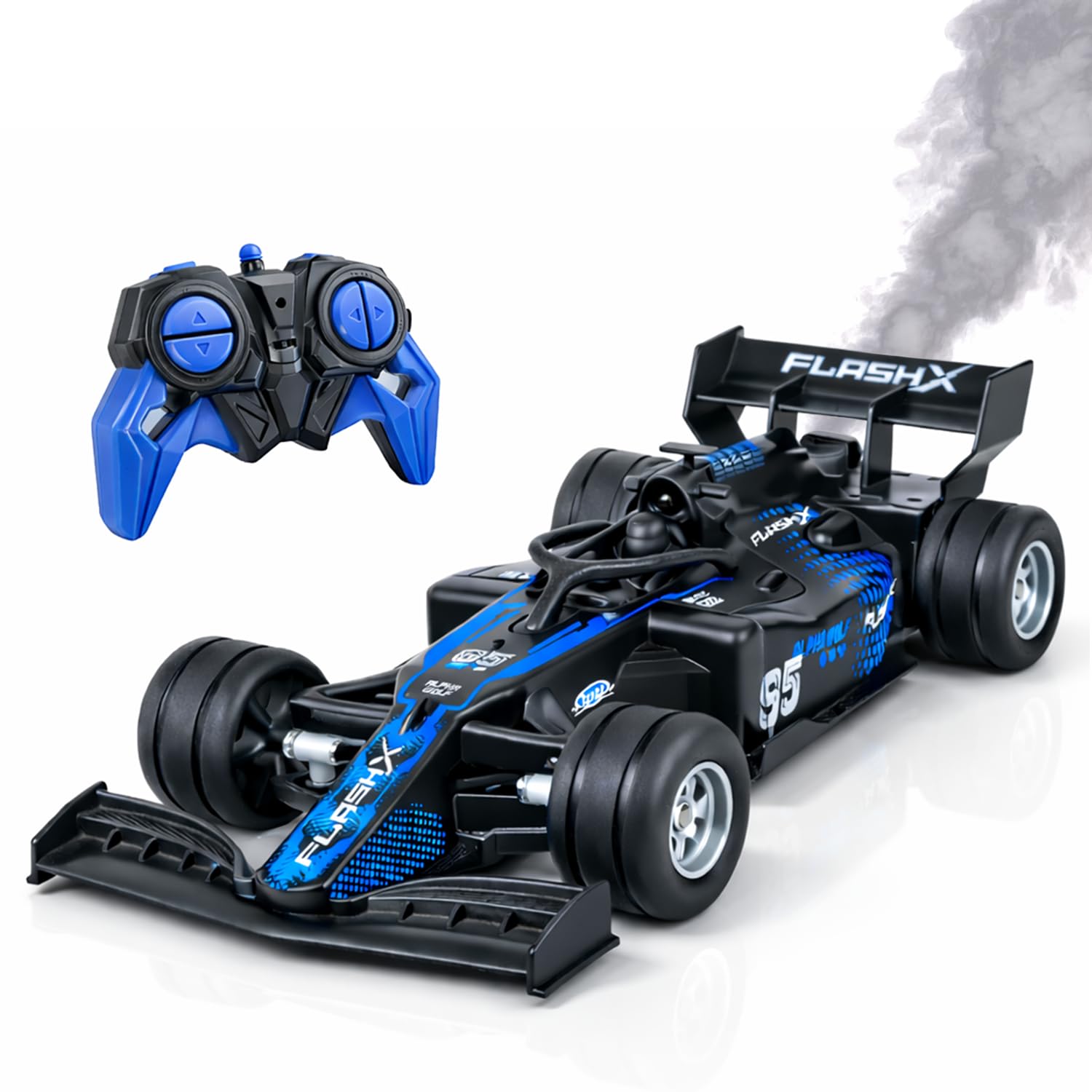 Frendo High-Speed RC Car for Kids| 2.4GHz Remote Control Car with 150+ ft Range| Mist Smoke Effect| LED Lights| Multi-Direction Control| USB Type-C Rechargeable Racing Car Toy|Black