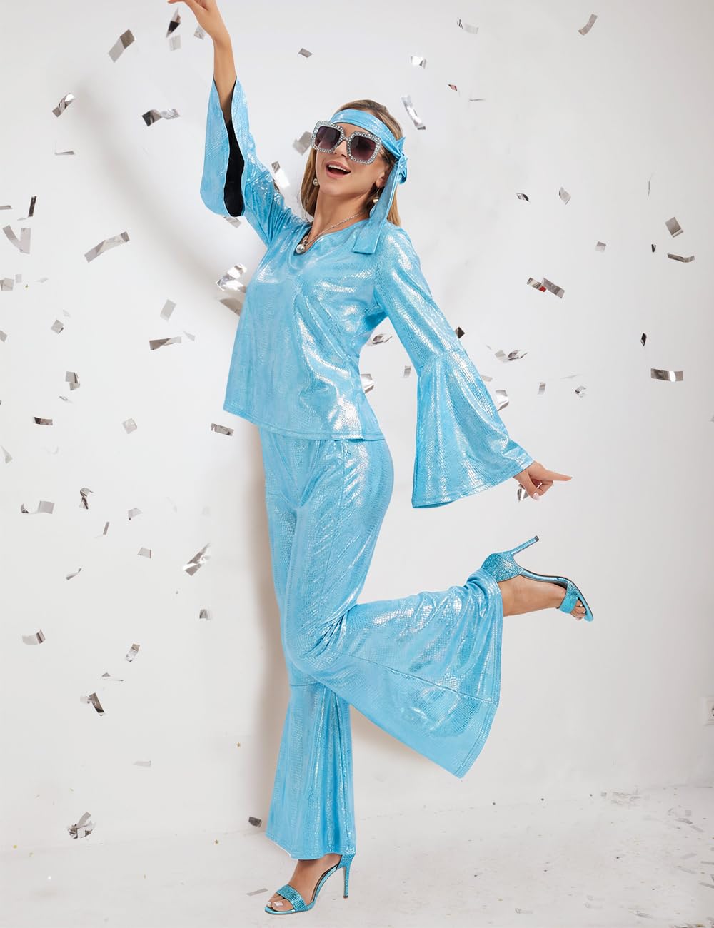 Disfraz Disco Mujer,Disfraz Años 70 Mujer Hippie Disfraces de Carnaval
