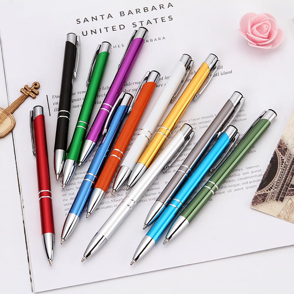 HugeDE 10 Pcs 1.0mm Metal Ballpoint Pens Retractable Black Ink Ballpoint Pens Comfortable Writing Pens Click Ball Point Pen for Colleagues Teachers Adults Black - Image 3