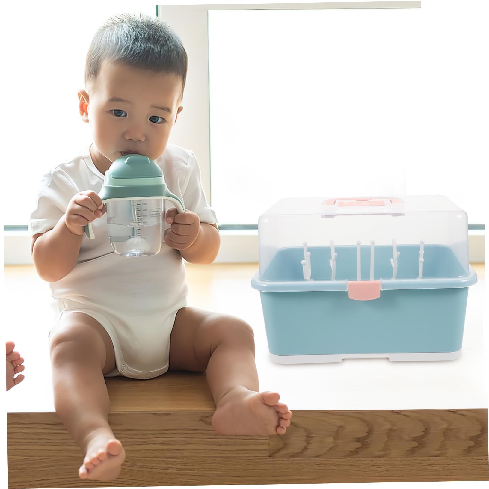 ORFOFE Große Trockenbox für Babyflaschen mit Abtropffunktion aus Pp, Grün | 1 Stück, Praktisch für Stillzubehör, zum Aufrechtstellen und Ordnen im Babybad