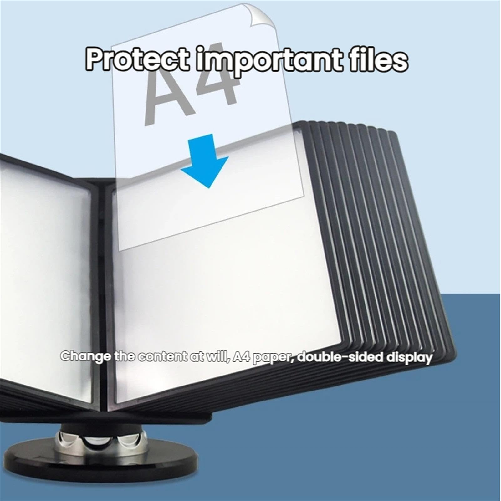 Organizzatore di Documenti da Scrivania Girevole, Supporto Ribaltabile Regolabile A 360° con Diverse Tasche Espositive per L'Archiviazione di Documenti in Ufficio E A Ca,Grey-20 Sheets