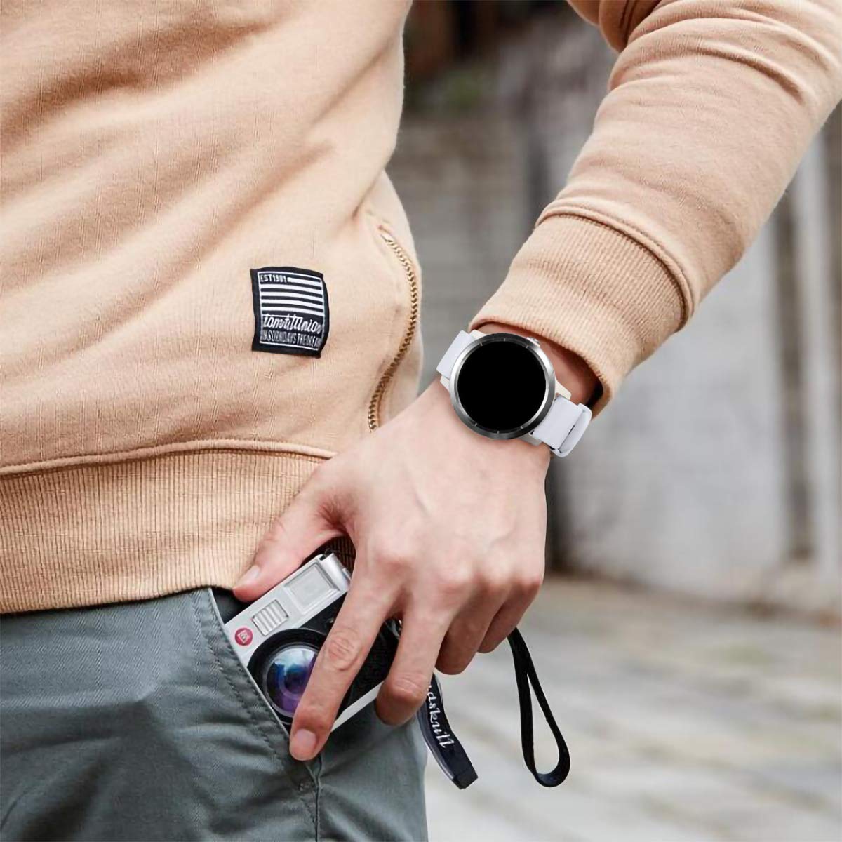 Vobafe Pasek 20 mm, kompatybilny z Garmin Vivoactive 3, miękki silikonowy pasek, zastępcza opaska do Garmin Vivoactive 3 Music / Venu / Vivomove 3 / Luxe / Style / HR / Forerunner 245 / 645 Music, biały