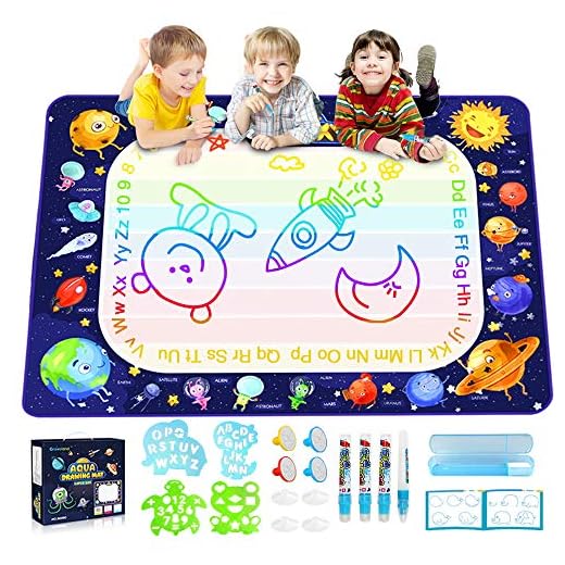 Mermoe Alfombra Pintar Agua Niñas, Juguetes Montessori 3 4 5 6 7 8 Años Doodle Pizarra Mágica Colores(100x70CM) con Libro de Dibujo Bolígrafos, Regalos Cumpleaños Navidad Juego Infantil Educativo