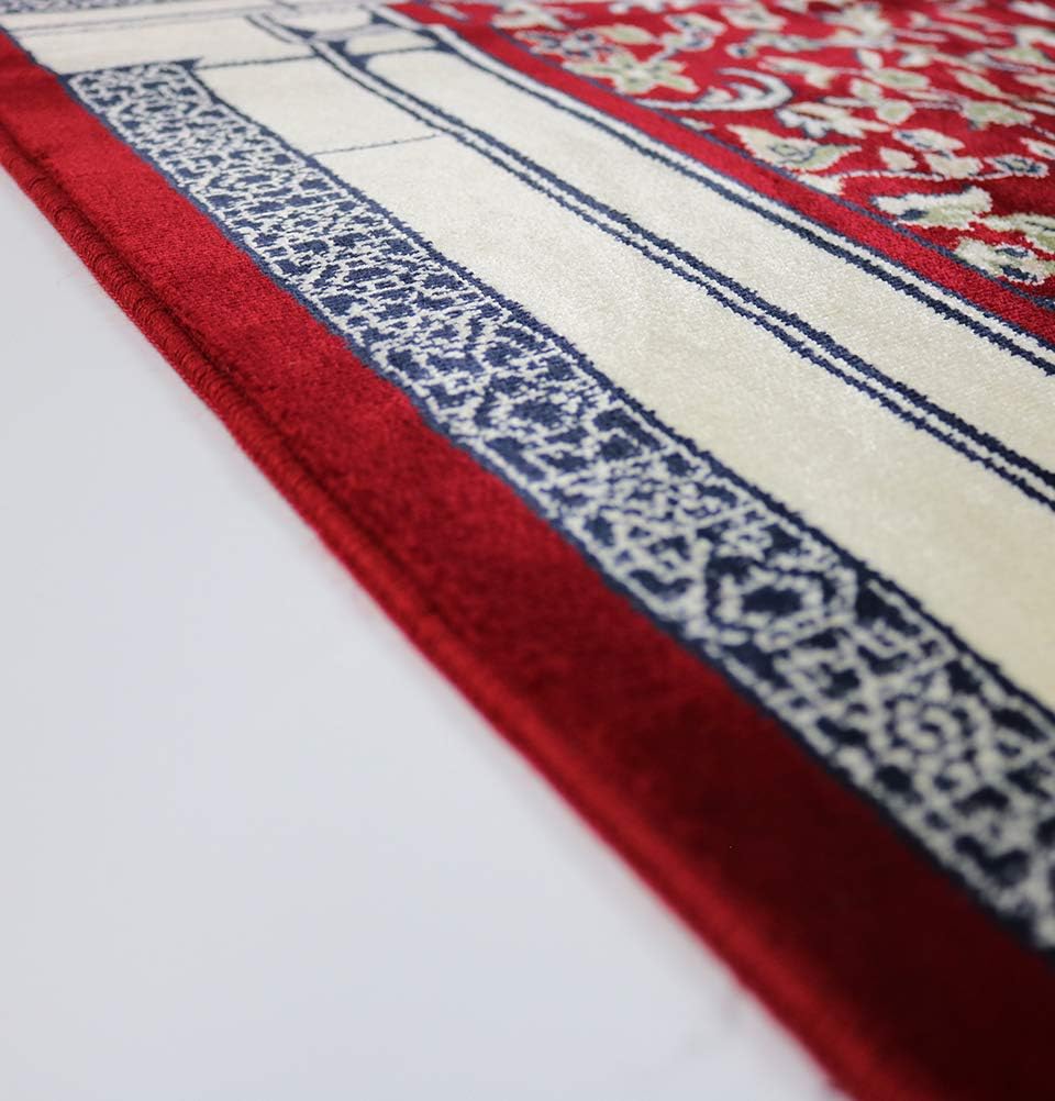 Buy Modefa Velvet Prayer Rug with Miswak, Kufi, Tesbih Thick Kilim Style Turkish Carpet Musallah