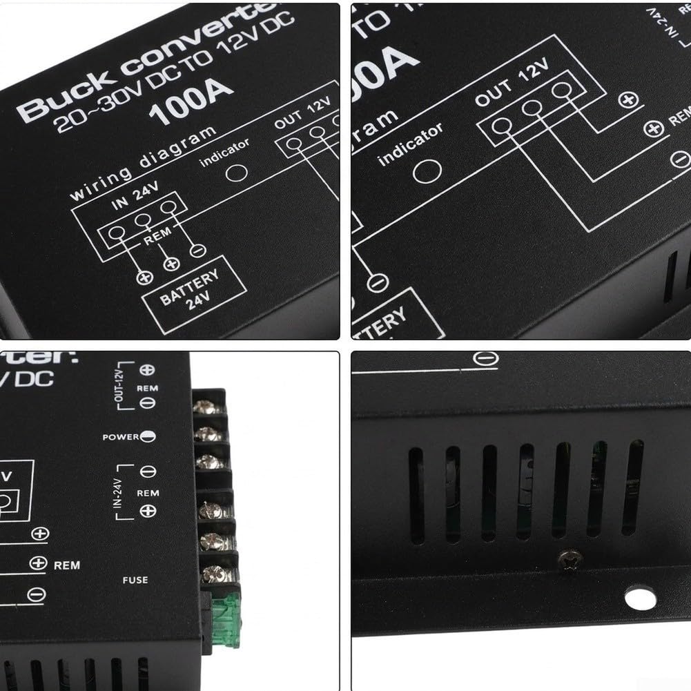 Convertisseur DC 24V pour vers 12V 100A 1200W Boîtier Métal Convertisseur