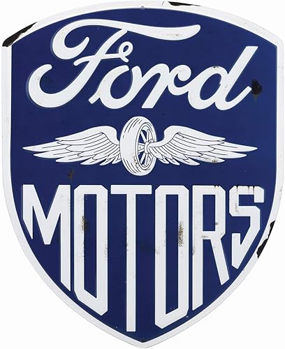 Ford Motors - Letrero de metal en relieve, color azul vintage para garaje o cueva de hombre