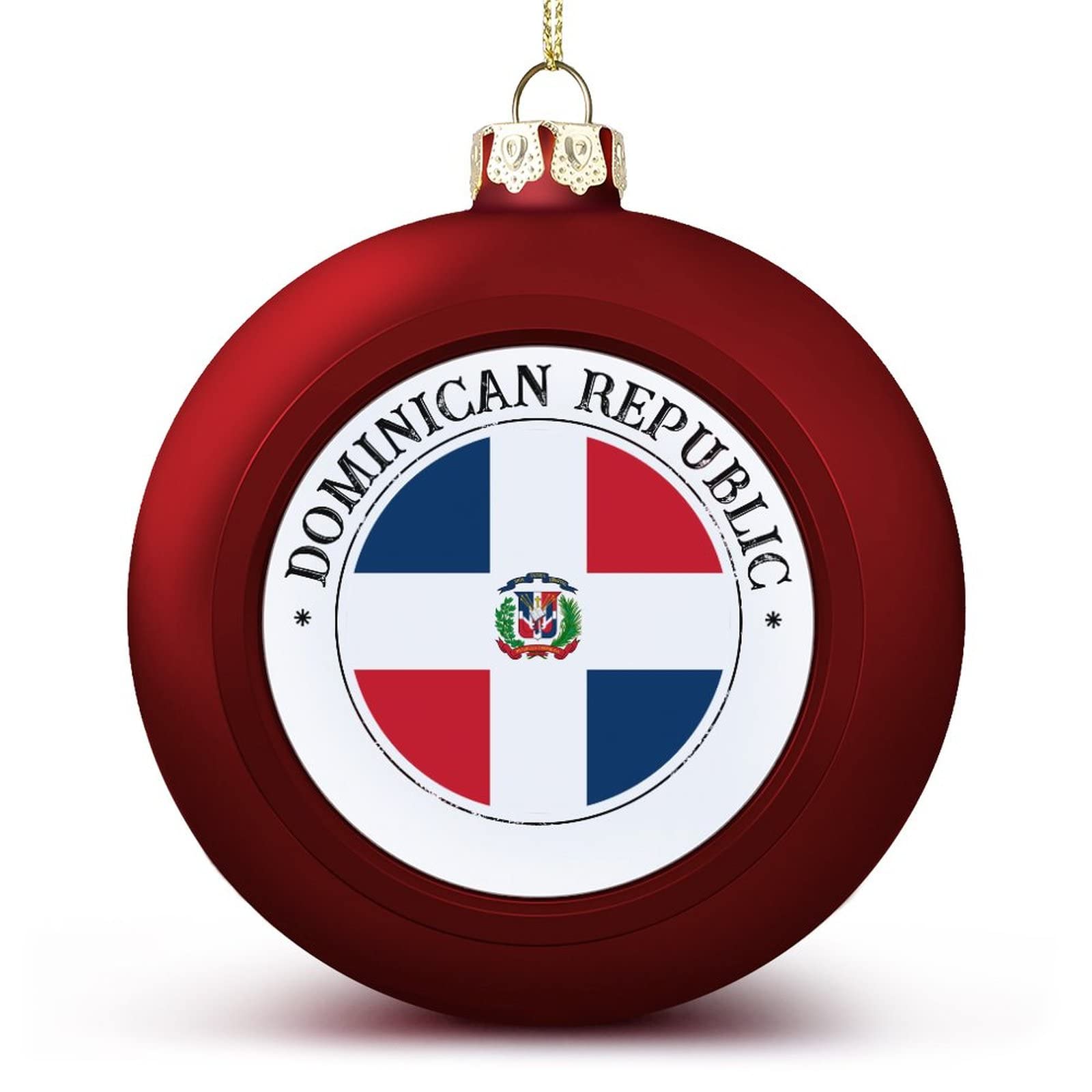 Luijorgy Men's Dominican Republic Merry Christmas National Flag Ball Ornat Red Flag Christmas Ball Ornats Decoration For Christmas Tree Hanging Keepsake For Xmas New Year