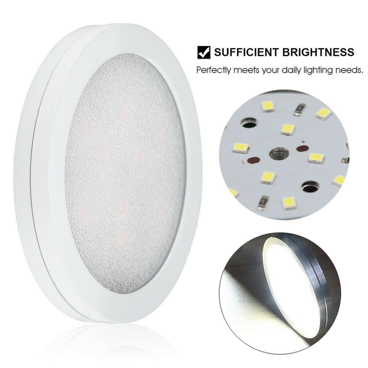 Faretti LED 12v Risparmio Energetico Set 4 Pezzi da Incasso Consumo Ridotto Materiale Acrilico e Lega di Alluminio, Luce Bianca per Camper e Balcone