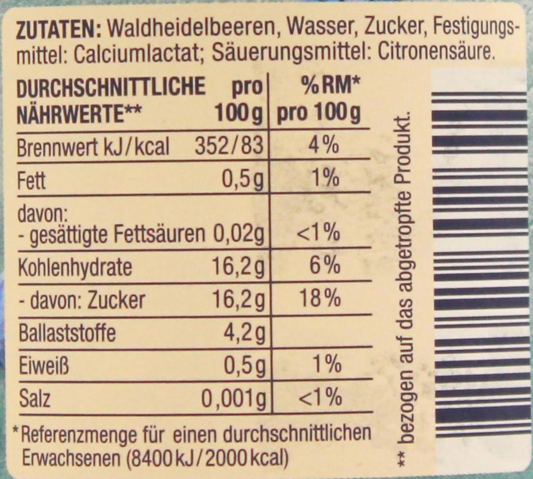 Herzstücke Waldheidelbeeren gezuckert, 12er Pack (12 x 125g)