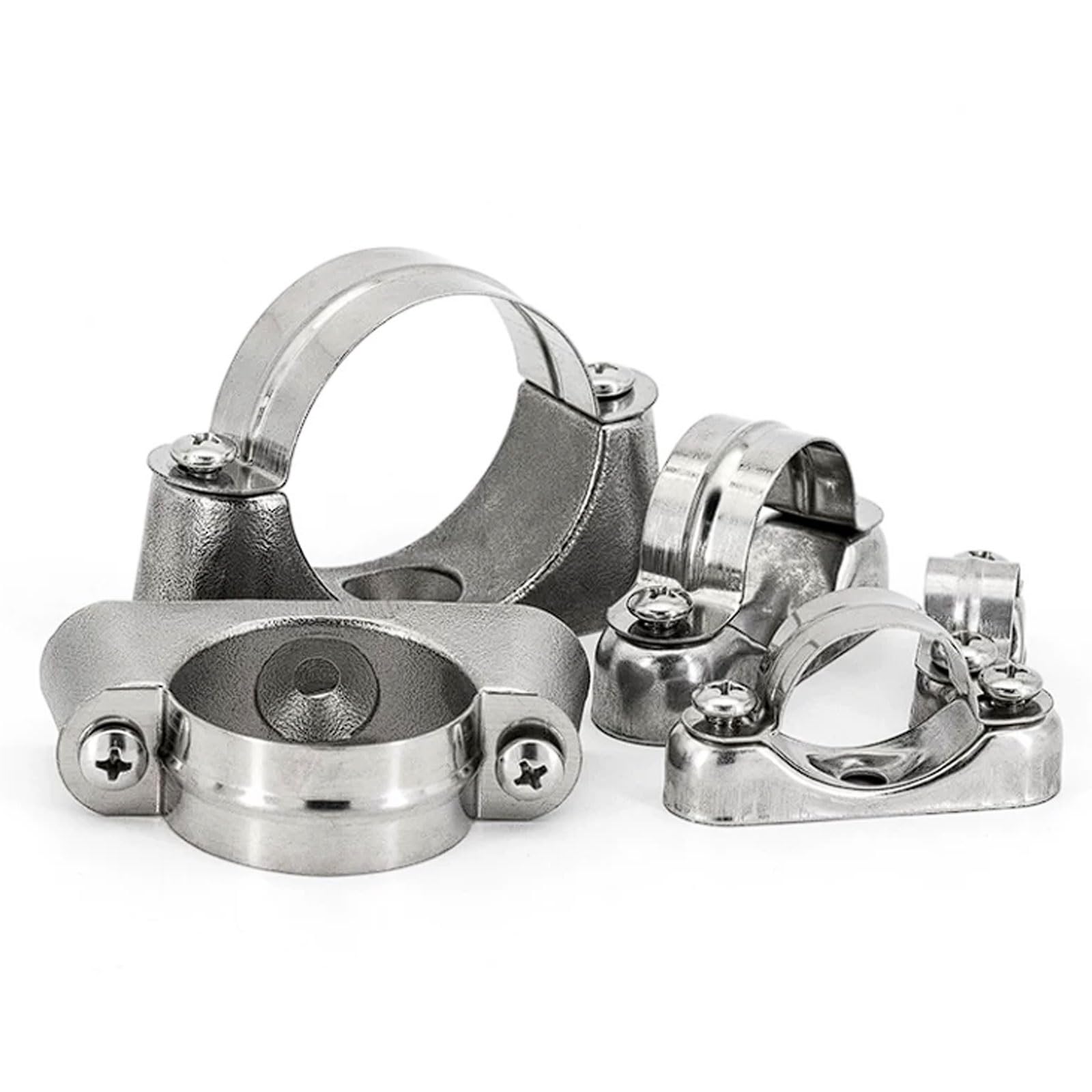 Fascette per tubi in acciaio inox 304, 4 set di clip a sella e supporti per fissaggio tubi distanziati dalla parete, foro centrale 6mm per tubi Ø16-50mm Fibbia di fissaggio(50mm)