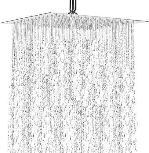 ShowerHead RainfallHigh Pressure Large Square Rain Shower Head Stainless Steel Celling Fixed Mounted Joint Chrome Showerhead - Relaxing and Enjoyable the Shower Experience (8 inchs showerhead)