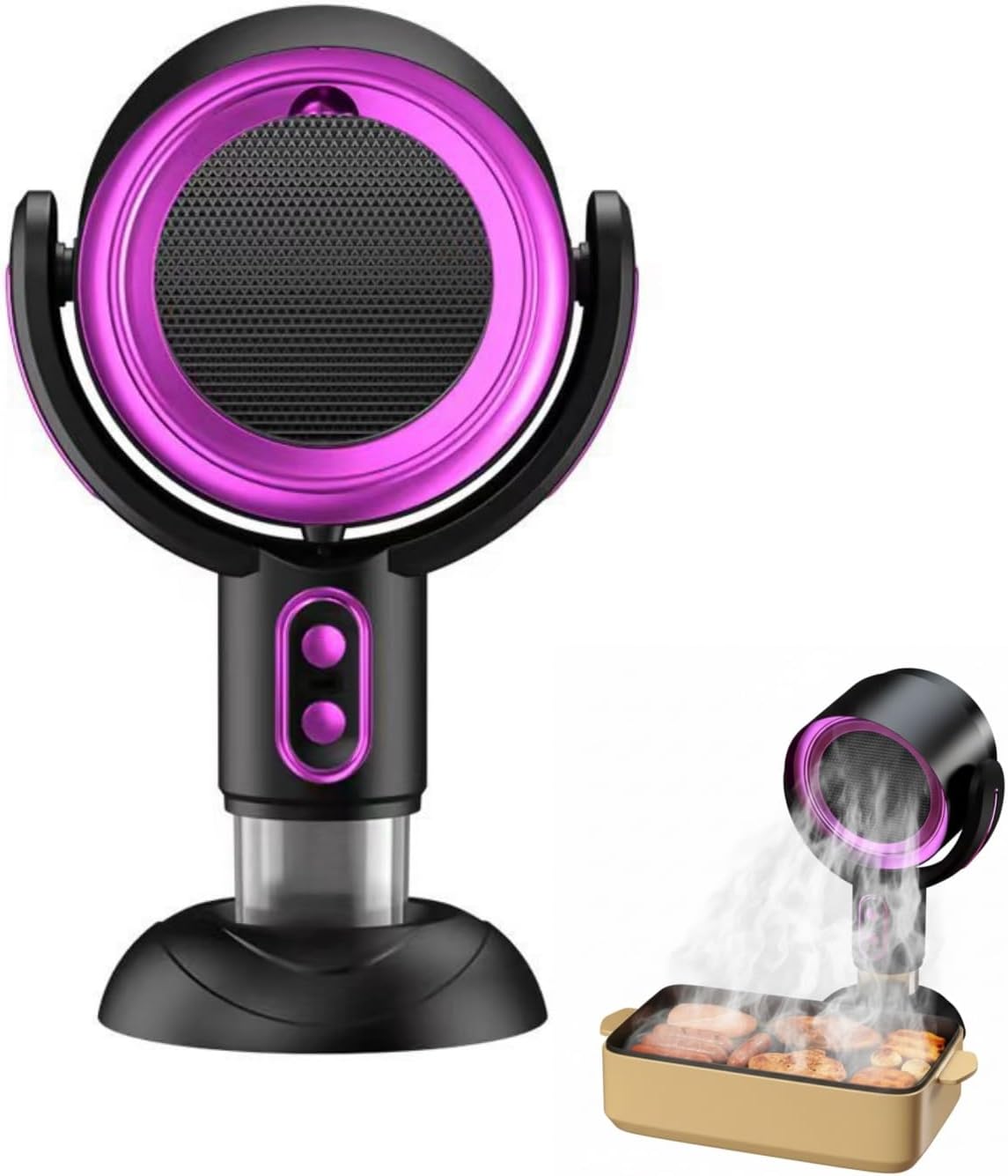 Purifier Indoor Smoke Fan, Smoke Away Purifier Fan, Tabletop Smoke Purifier Filters Portable Adjustable Angle, Removable Range, Compact & Portable for Indoor BBQ, Hot Pot, Kitchens (Gold)