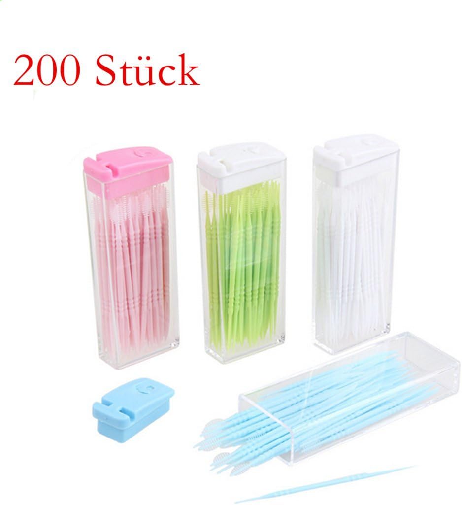 Worsendy Toothpicks Individually Wrapped Plastic Sticks Random Colour - Pack of 200
