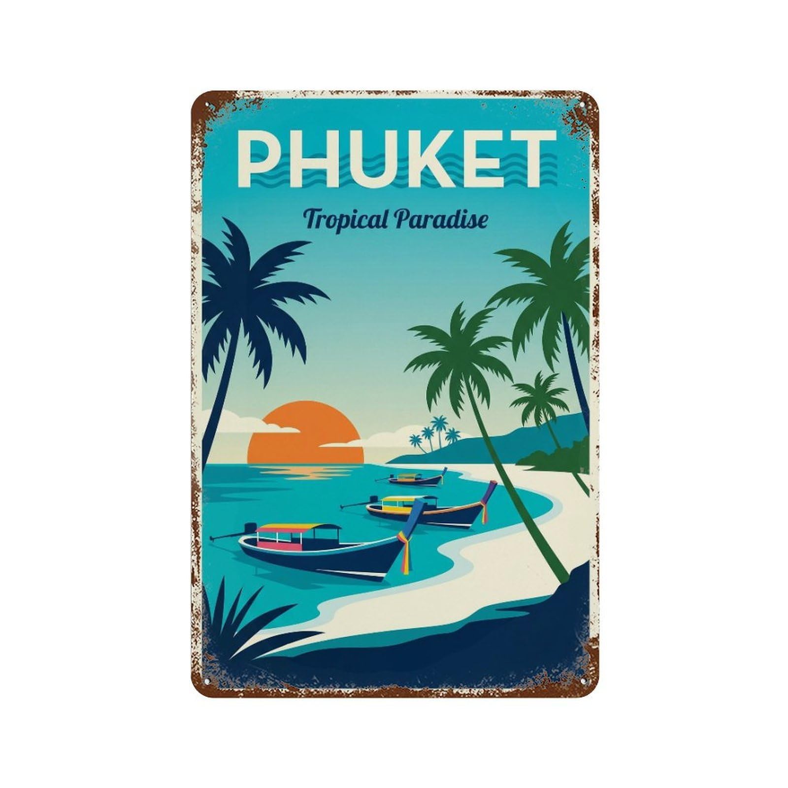Metal Tin Sign Thailand Phuket Vintage Travel