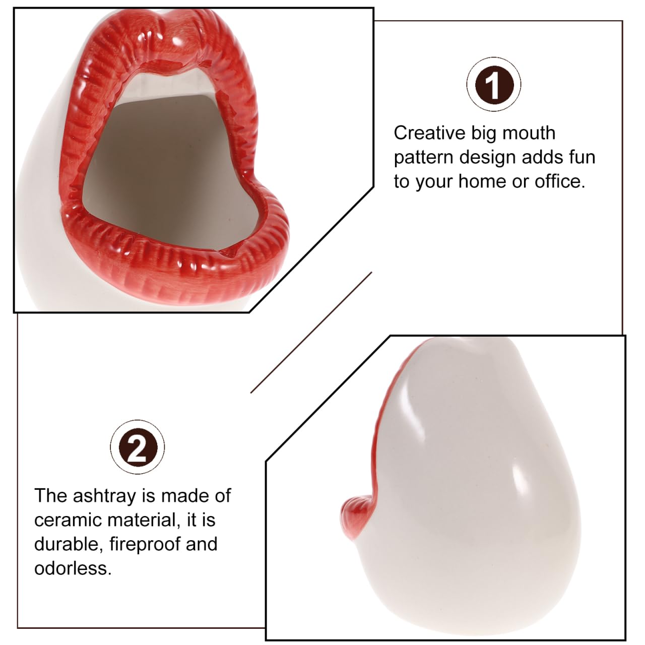 Cozylkx novità Posacenere in Ceramica Divertenti Labbra A Bocca Larga Portacenere in Ceramica Creativa Decorazione da Tavolo per Ristorante Home Office