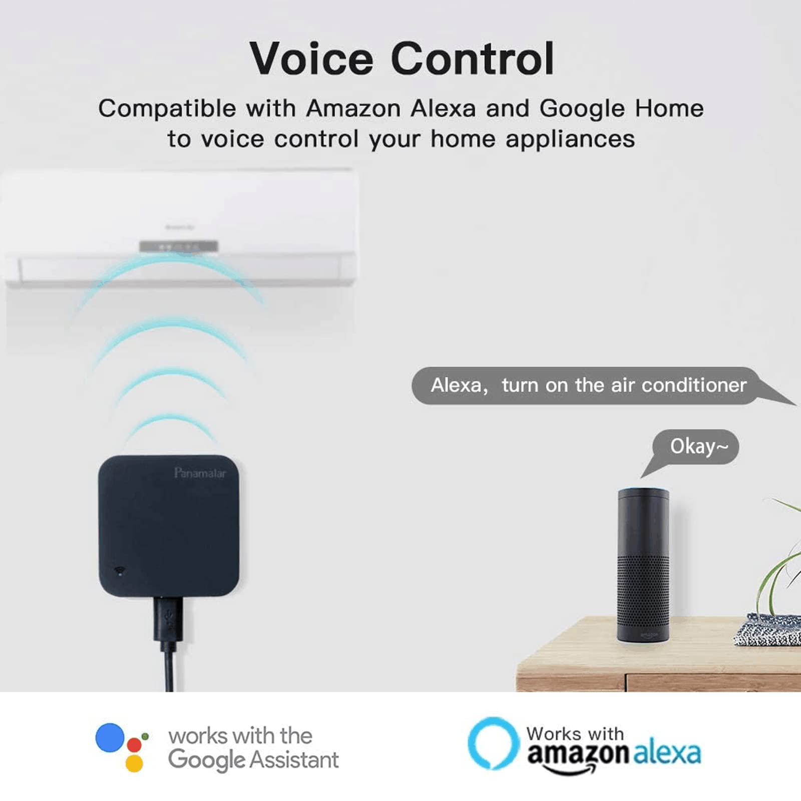 Panamalar Smart IR-Fernbedienung für IR&RF Geräte, WiFi Universal Control Hub kompatibel mit Alexa/Timer, Smart Home Automatisierung für TV/Lampe/Klimaanlage/Vorhänge/Ventilator (Black-S06-2PCS)