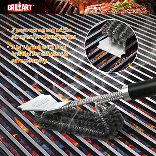 Grillart Grill Brush And Scraper With Deluxe Handle, Safe Wire Grill Brush Bbq Cleaning Brush Grill Grate Cleaner For Gas Infrared Charcoal Porcelain Grills, Br-8529 #TOP3