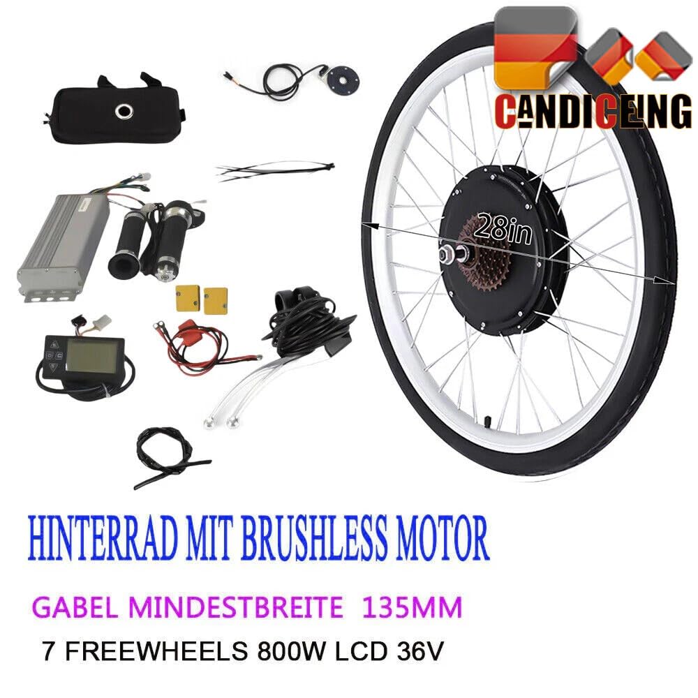 Kit de conversion de vélo électrique 500/800 W 28" pour roue arrière, moteur moyeu de conversion pour vélo électrique (800 W)