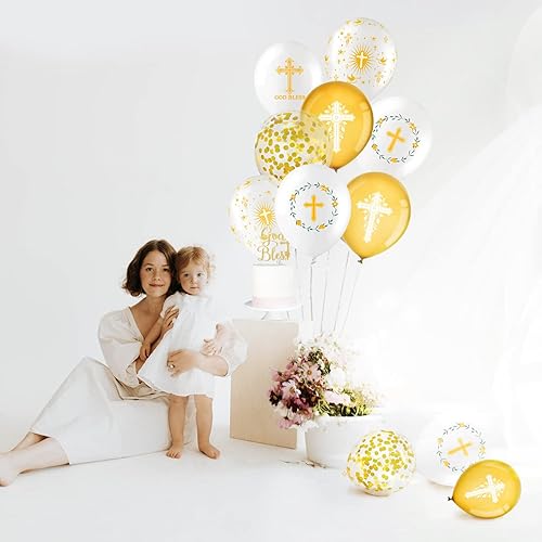 Miniatura 3 de 50 globos cruzados de 12 pulgadas para bautismo, comunión, bautizo, decoraciones y suministros de dedicación infantil