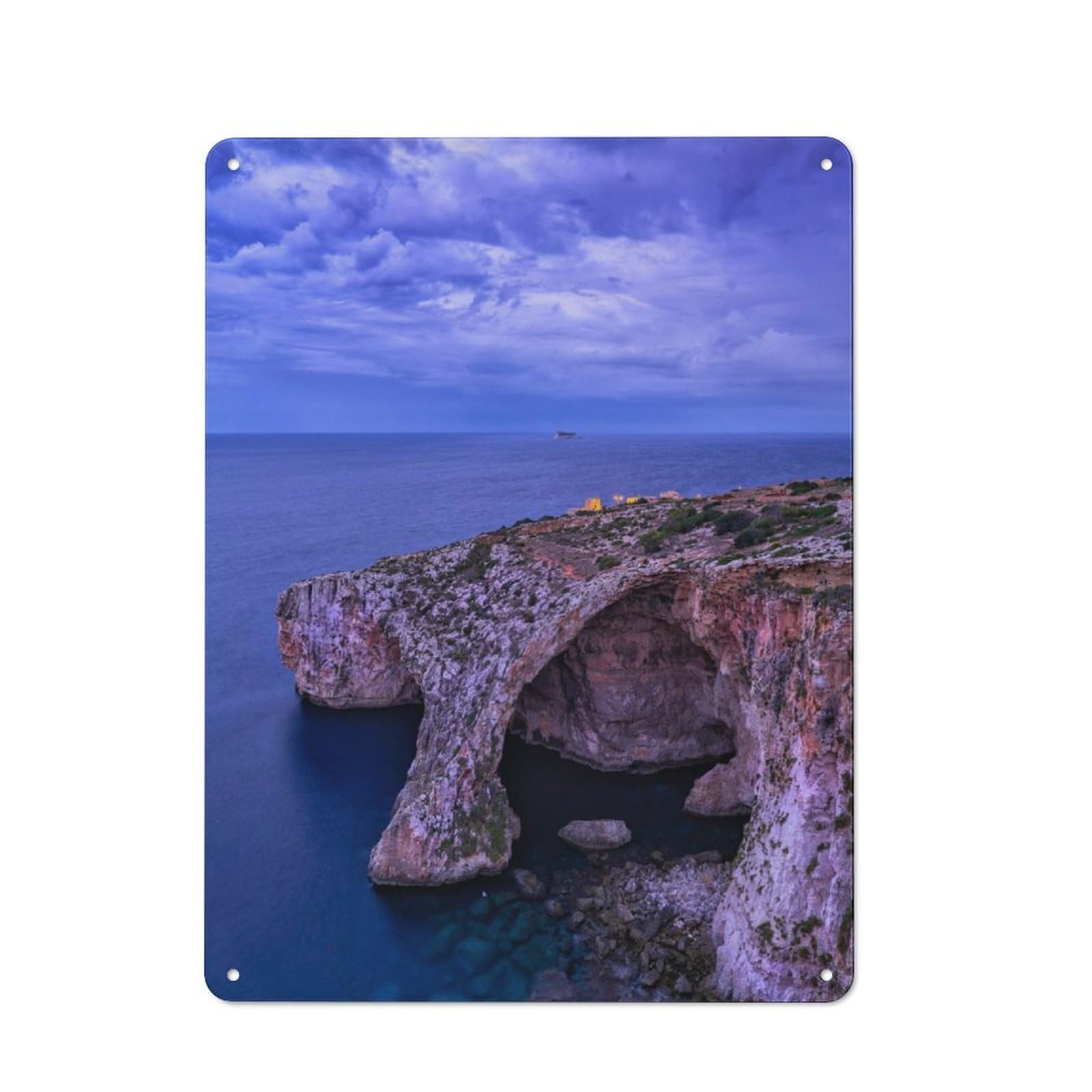 Junmoney Blue Grotto At Dawn Retro-Style Metal Wall Sign 40X30cm For Pub Or Café, A New Home Present For Hospitality Wall Decor Collectors