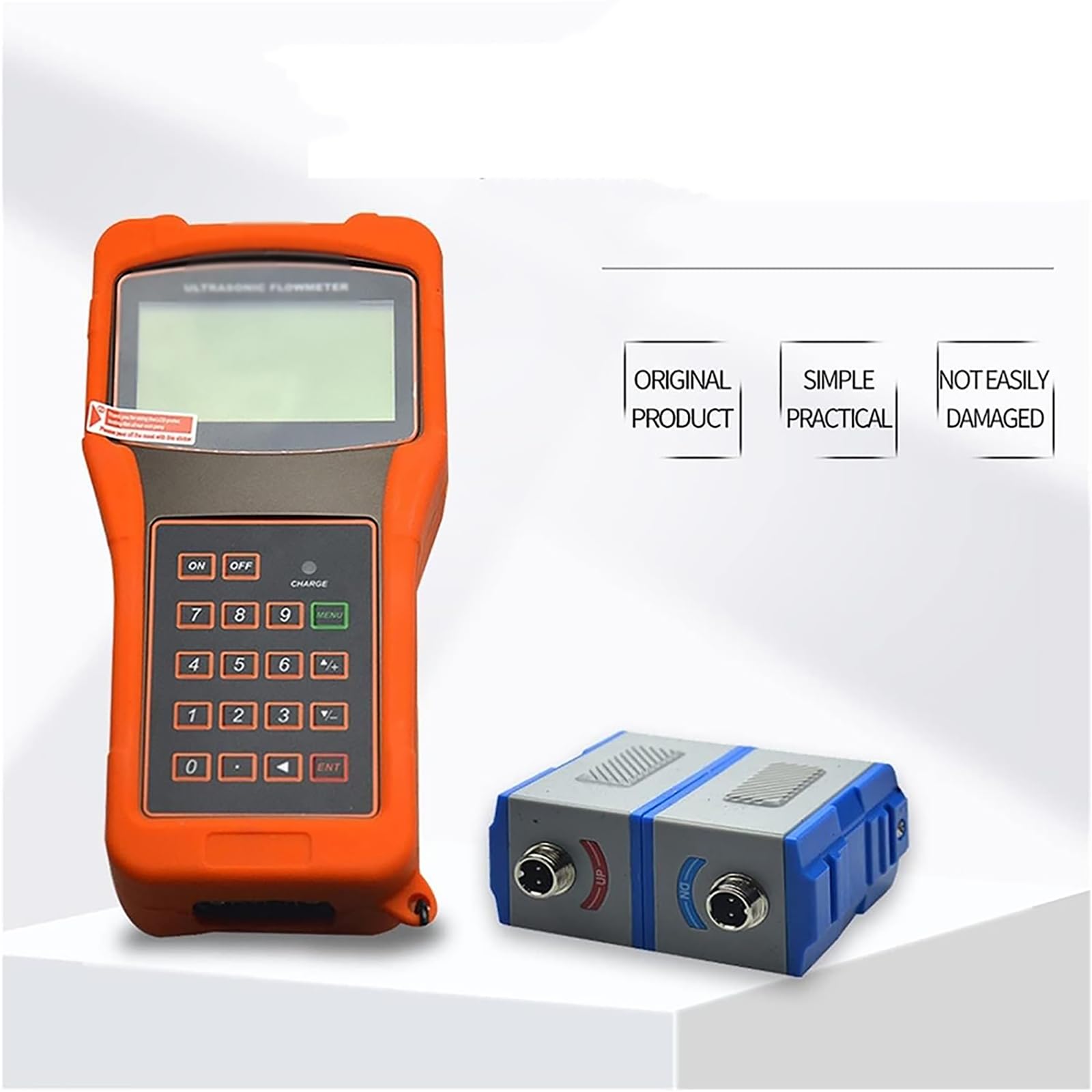 Medidor de flujo ultrasónico portátil, dispositivo de mano con monitor LCD, a prueba de polvo e impermeable para aplicaciones industriales, de aguas residuales, agua de mar y alcohol