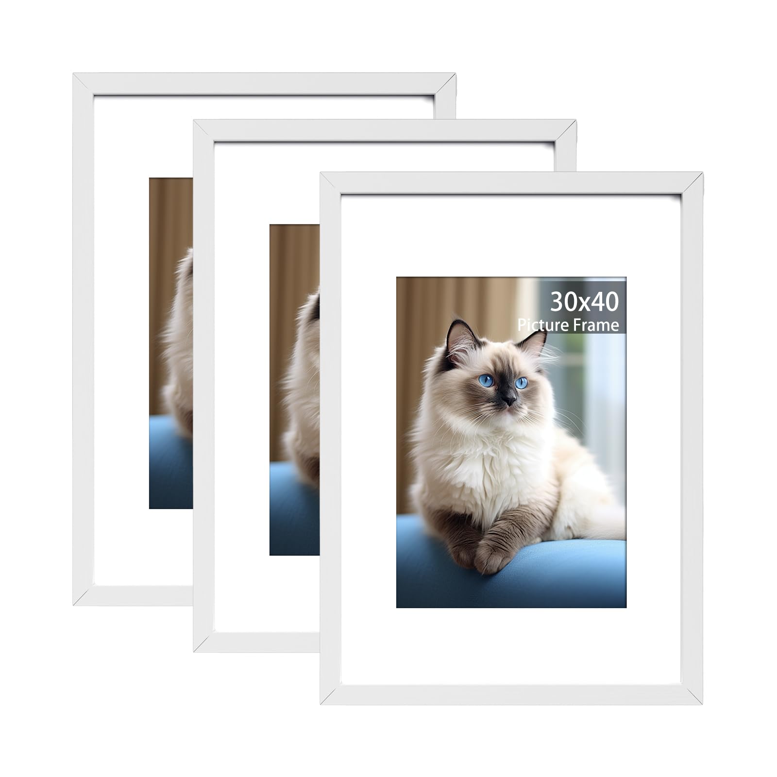 RUN HELIX 30x40 Picture Frame Set of 3, White Picture Frames 30 x 40cm, Photo Frames,Plexiglass, Poster Frames With Wall Hanging — image 1