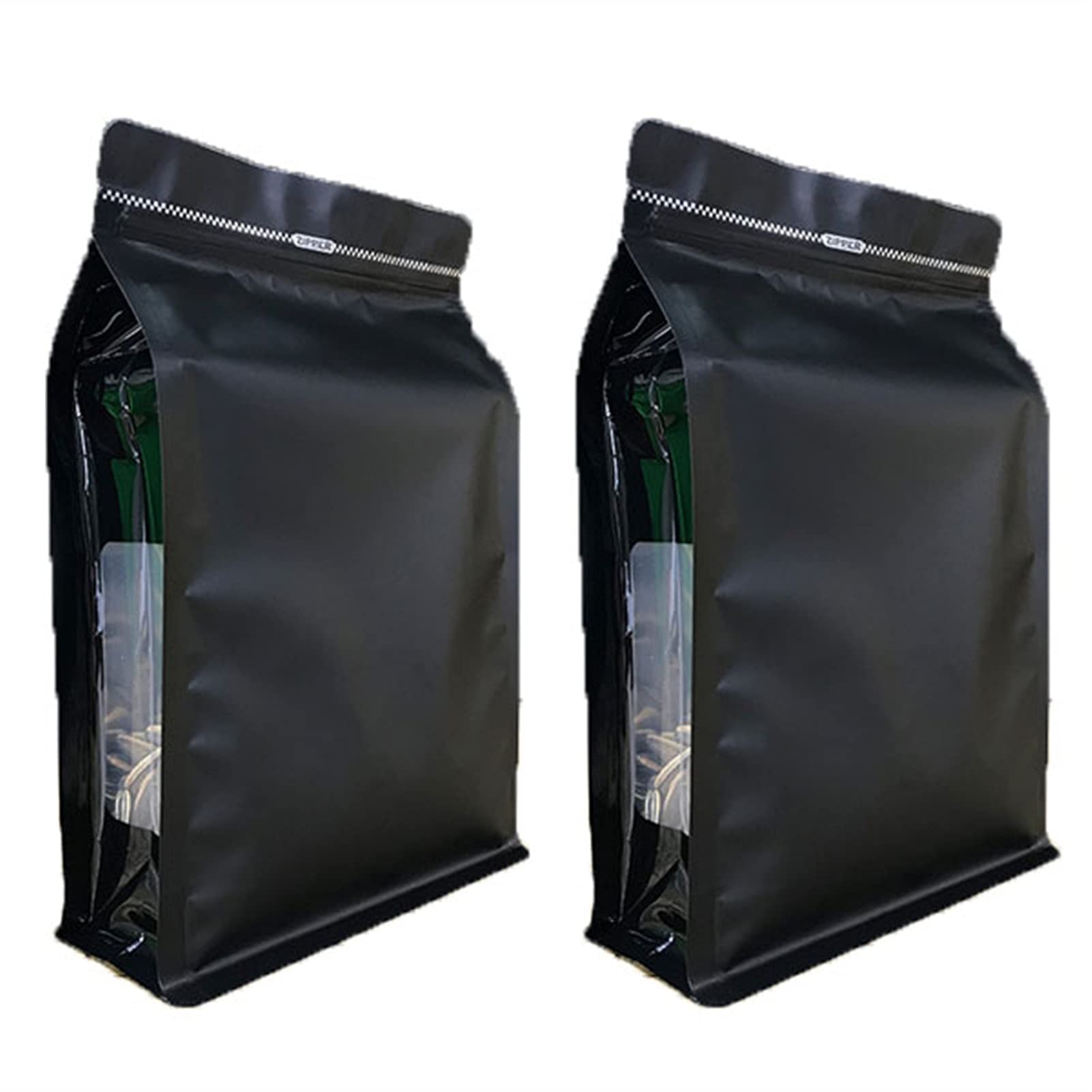 Bolsas de Embalaje de Aluminio de Frente Abierto, Mylar Bags For Food Storage Stand Up Ziplock Heat Sealable Window Multicolor 14x24cm-20x30cm Pack of 100(Black,14x24+7cm)
