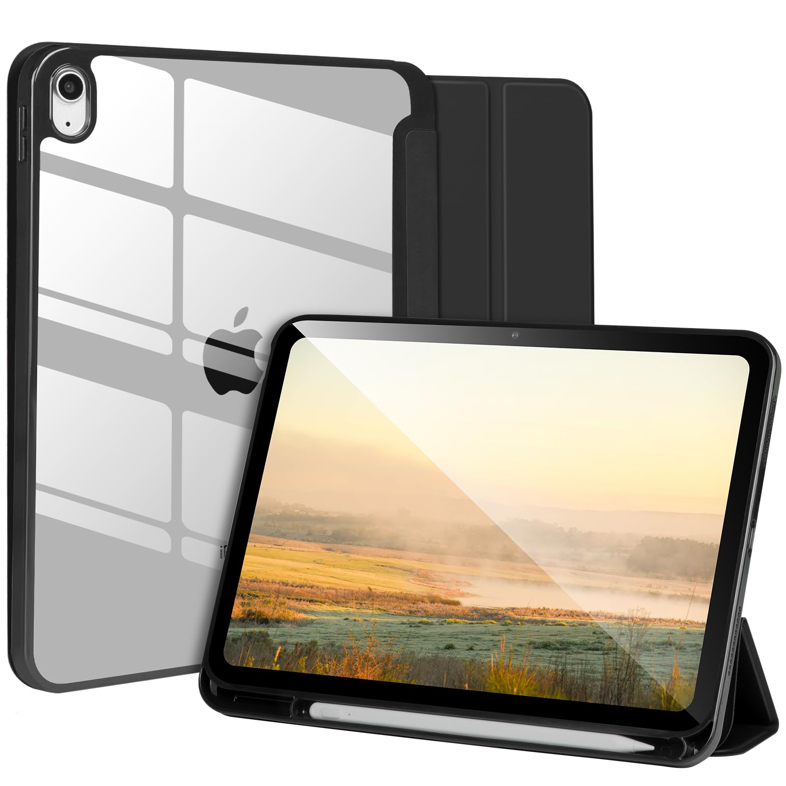 Case Compatible with iPad 10 Generation 2022 10.9’‘,Case for iPad 10th gen,Shockproof Hard Shell Clear Cover with Pencil Holder,Tablet Cover for iPad