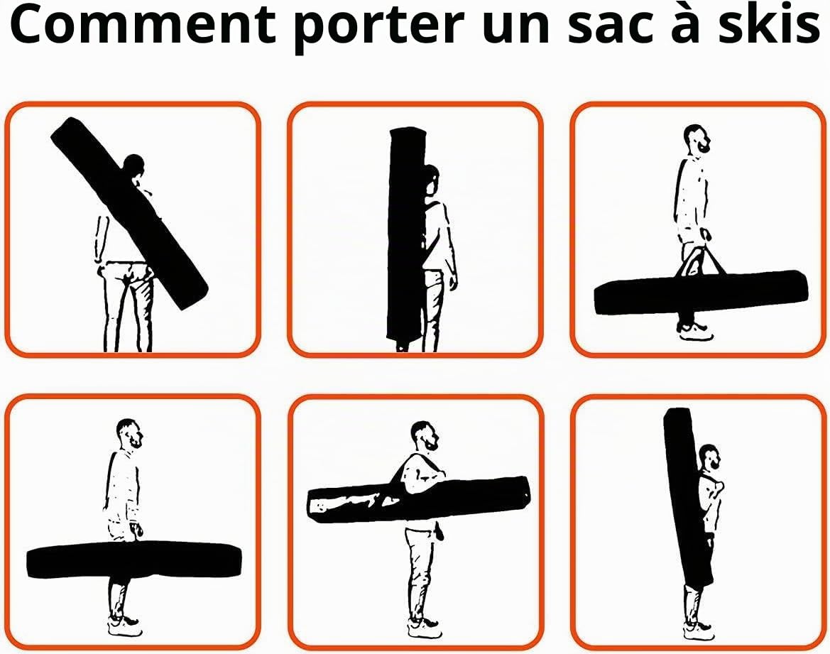 SnowSport Prestige Double sac de ski pour 2 paires de bâtons de ski et bâtons de ski – Très épais – Convient pour les voyages en avion, en bus, en voiture