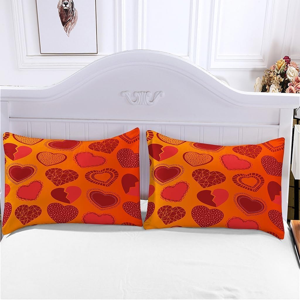 Bettwäsche 200x200 Liebe Bettwäsche-Sets Romantisches Pärchen 3D Druck Bettbezug Liebe Weiche Mikrofaser 3 Teilig Bettbezüge mit Reißverschluss und 2 Kissenbezug 80x80cm I89