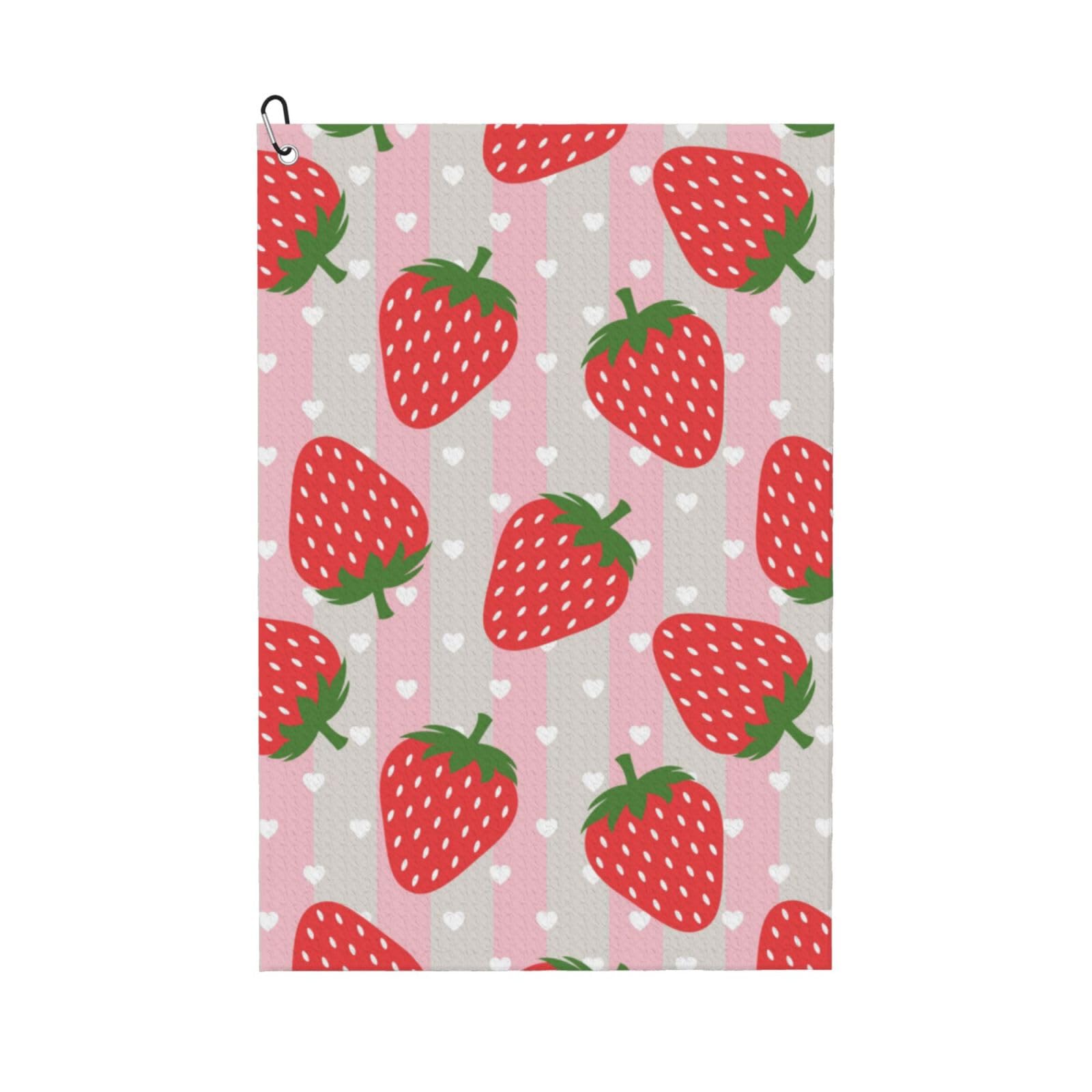 Hnnkloy Strawberry, 16x24 in Portable Waffle Golf Towels with Carabiner Clip for Golf Bag
