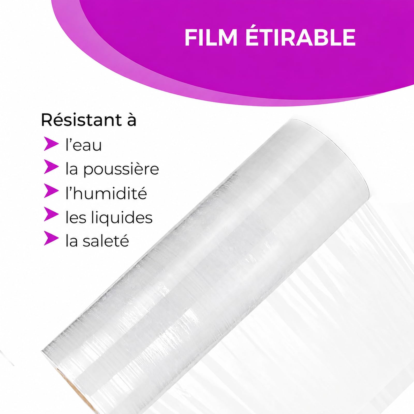 Lot de 6 rouleaux de film étirable transparent 23 microns 500mm 1,8 kg film pour palettes emballage étirable rouleau de plastique extensible plastique emballage déménagement