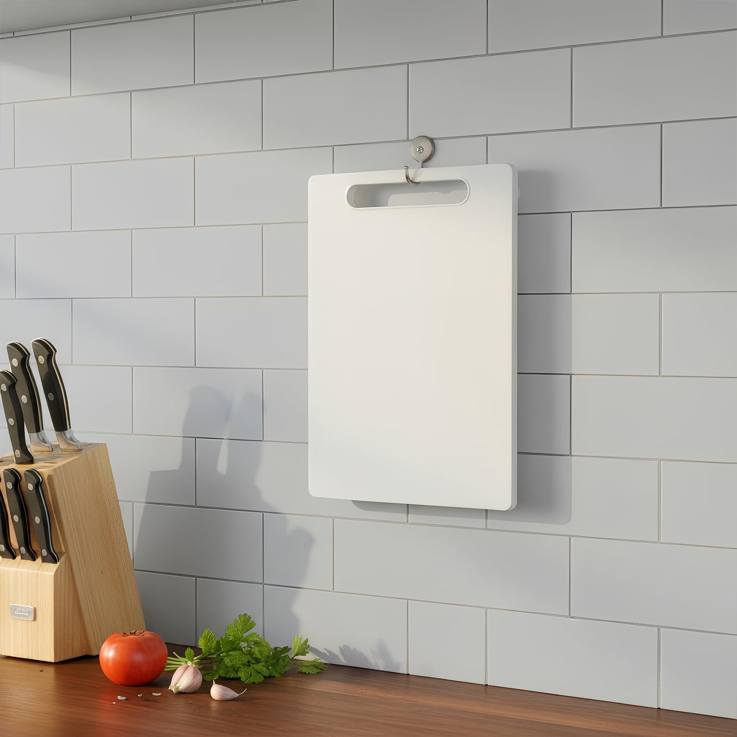 AEX Schneidebrett BPA-freie Kunststoff-Schneidebretter für Küche, dicke und große Schneidebretter Rack Arbeitsplattenschoner Easy Grip Griff 3 Stück (mehrfarbig)