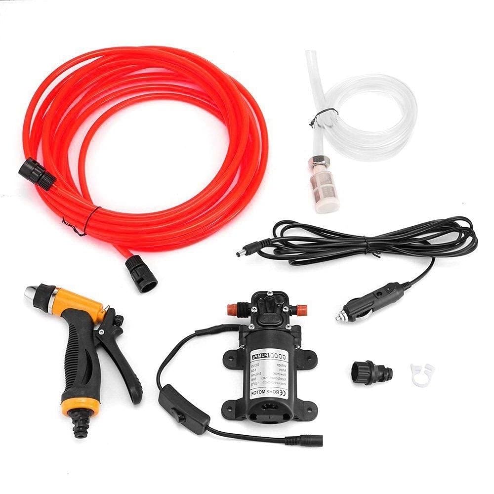 CROWNSHOP 12V Car Washer Portable Water Pump Kit Sprayer Cleaner Hose Van High Pressure for Car Home Garden Wash