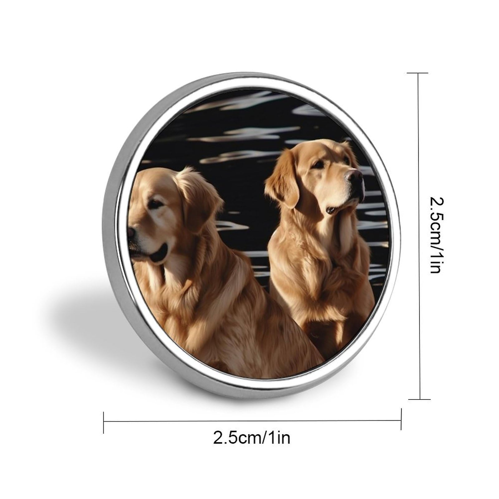 Aluminium Alloy Round Badge Brooch Pins for Men Golden Retrievers Brooches Elegant Pin for Women Fashion Button Badges Brooch Badge for Hats Jackets Shirts