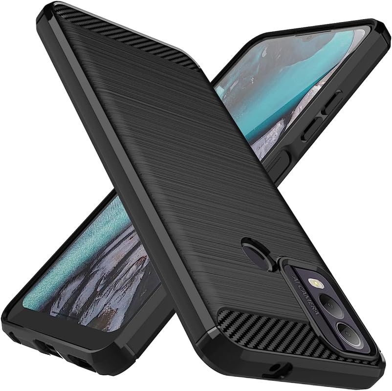 Image of NPRC Hybrid Ultra Slim Protective Case TPU Non-Slip Carbon Fiber Texture Shockproof Case Cover for Nokia C22 - Black
