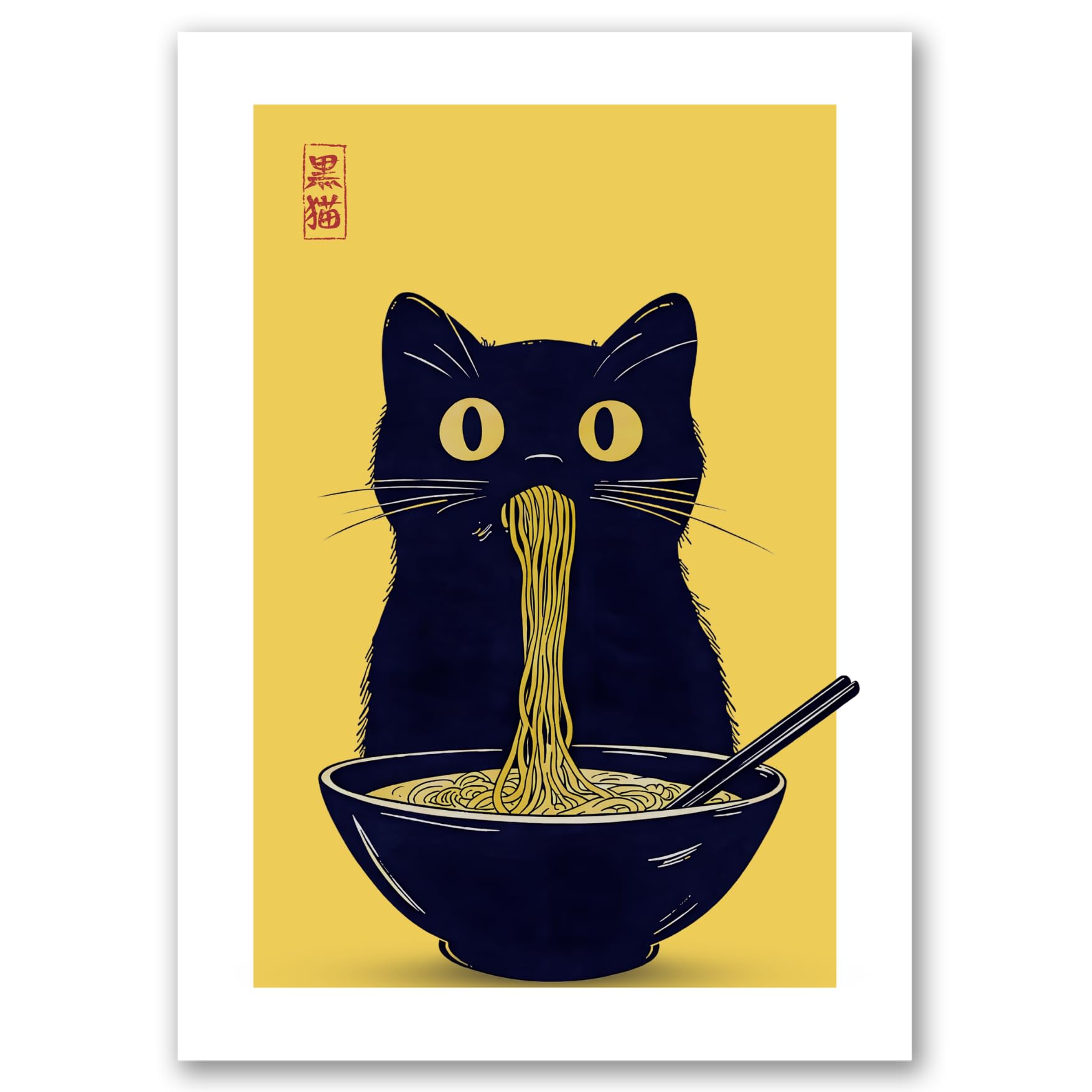 SALVADERO Set de 2 Affiches Japonaises Cat & Koi – Decoration Cuisine Salon Chambre – Grand Format 70x50 cm – Sans cadre