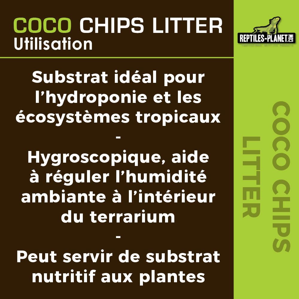 Reptiles Planet - Coco Chips - Substrat en Eclats de Coco pour Terrarium - 18 Litres