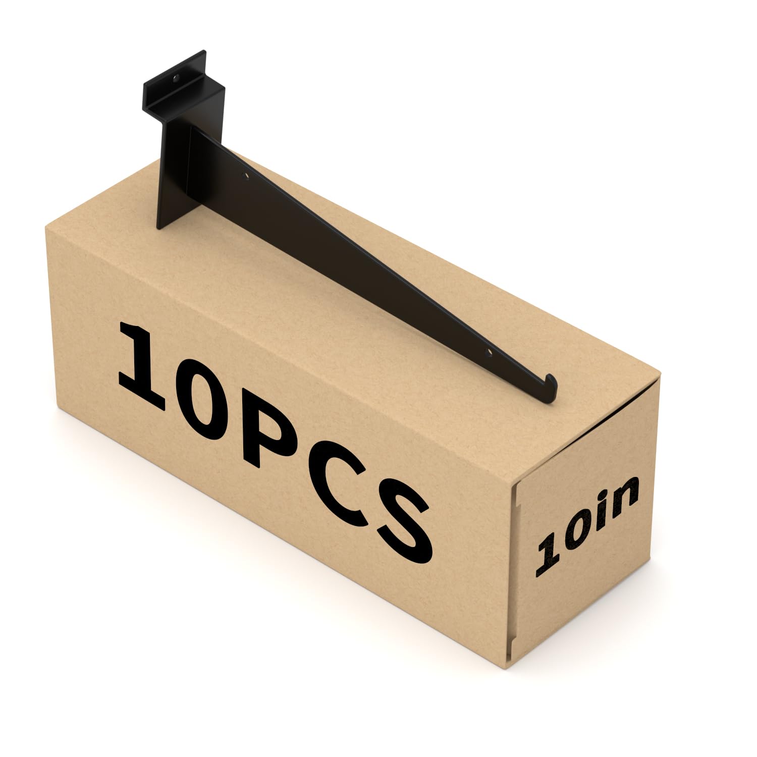 10" Slatwall Shelf Bracket with Lip，10 Pcs Heavy Duty Slat Wall Brackets Set，Floating Metal Slatwall Accessories for Shelving Display