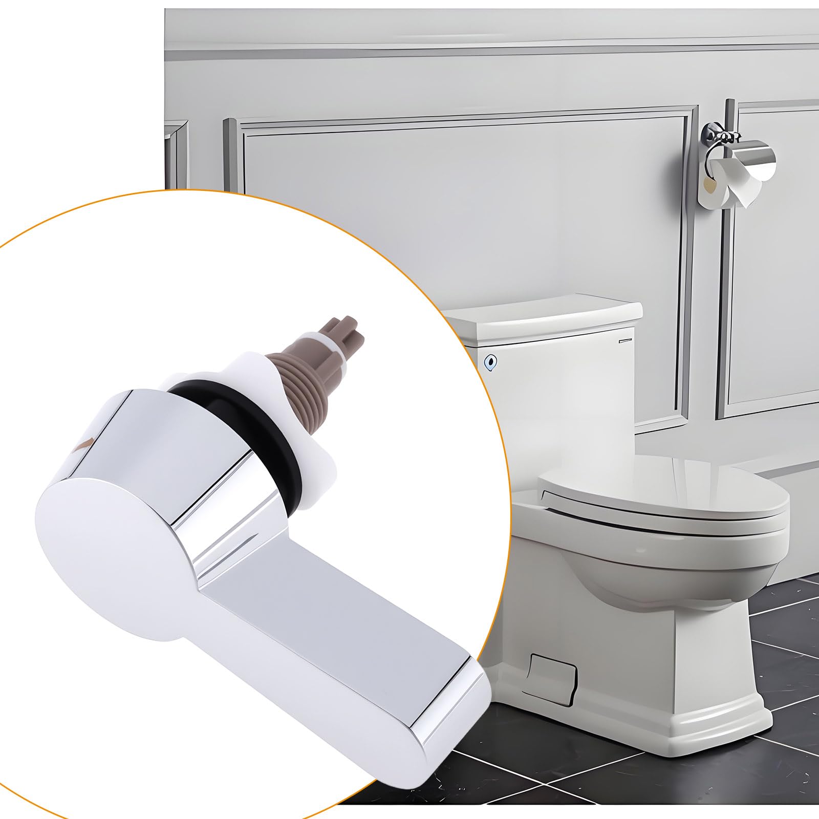 SG Store Toilet Cistern Dual Flush Lever Plastic Handle Chrome 7.8 * 6.8cm for Handle-Operated Cistern Flush System - Image 2