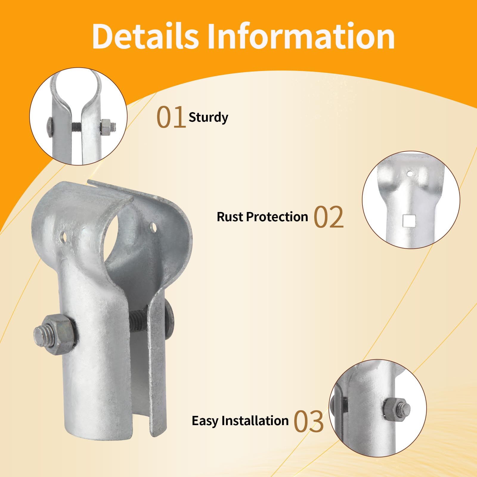 Amoskey Abrazadera de tubo, piezas de valla de eslabones de cadena para tubo de diámetro exterior de 1-3/8 pulgadas, abrazadera de valla de eslabones de cadena galvanizada, abrazaderas de valla (1-3/8