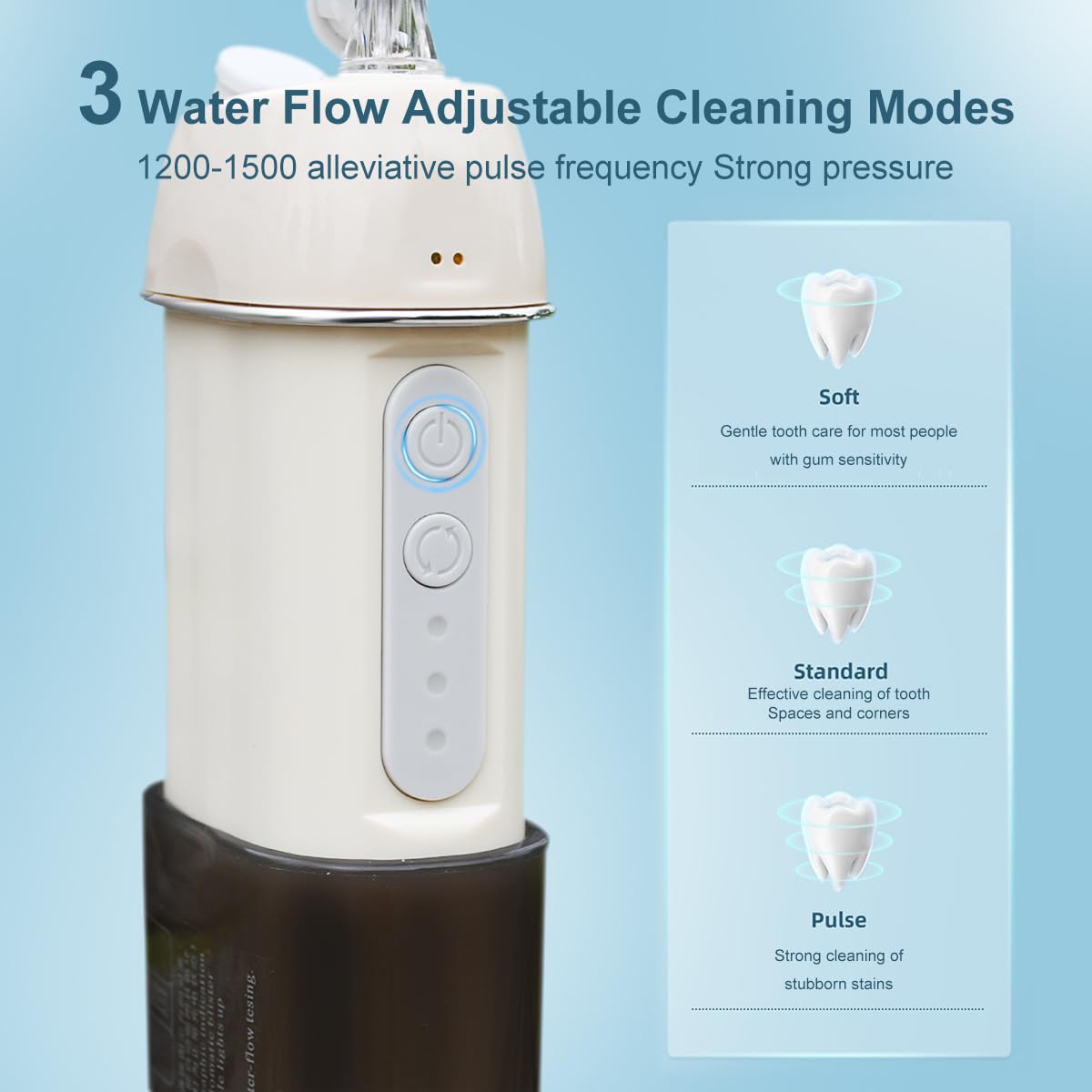 Púa dental dental de agua: irrigador oral inalámbrico portátil con tanque de agua expandible desmontable, puerto de carga magnético impermeable, adecuado para viajes (blanco)