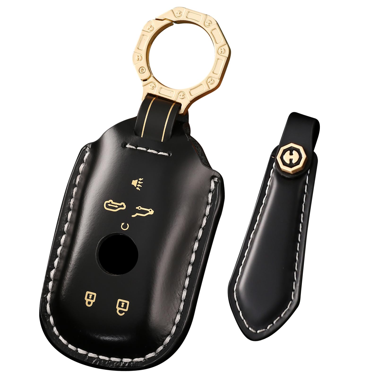 Pasuje do etui Buick Key Fob z prawdziwej skóry bydlęcej, etui na kluczyki samochodowe