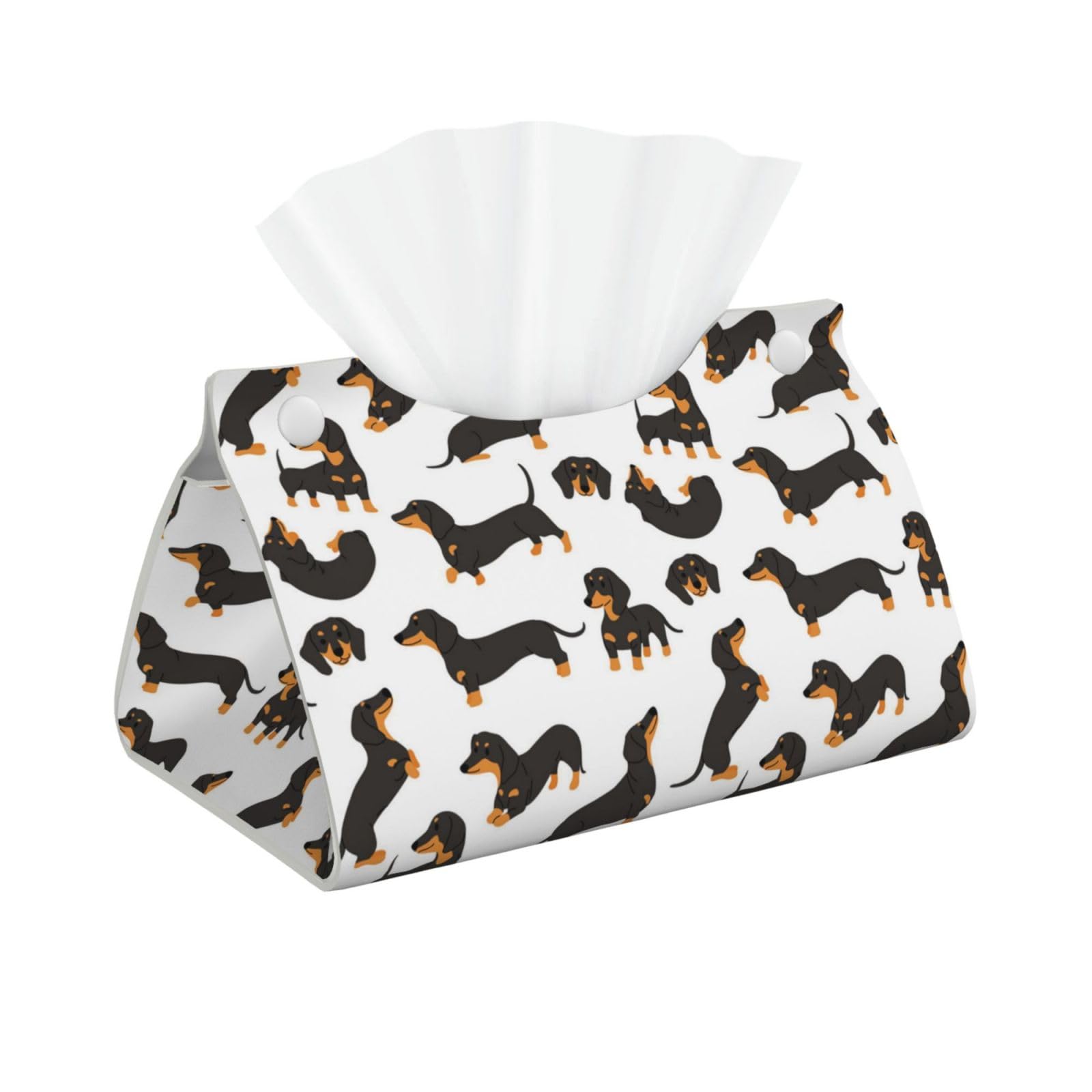 Cartoon Dachshund (2), Tissue Box Cover with Closure Reusable Decorative for Bathroom Living Room Bedroom Office Car