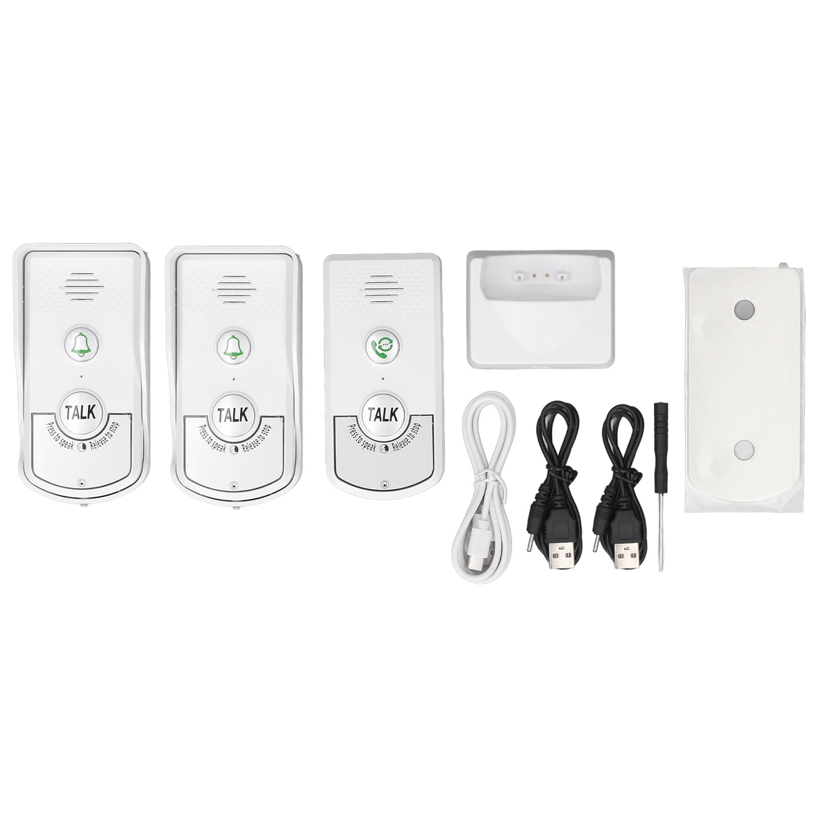 Wireless Intercom System Rechargeable Two Way Talk for Home Hospital Factory with Indicator Lights 1000m Distance for Office Environment (White)