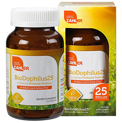 Zahler Biodophilus, Advanced Probiotic Supplement, Promotes Digestive Health, 25 Billion Live Culture Per Serving, Optimal Acidophilus for Women and Men, Certified Kosher, 120 Capsules