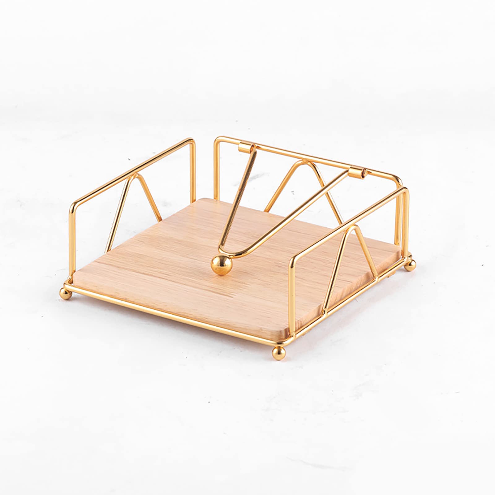 LIBOOI Servilletero, Servilletero Cuadrado, Servilletero Plano con Barra Central Ponderada Mental, Servilleteros de Papel de Madera para Mesas, Decoración del Hogar(dorado)